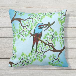 Coussin D'extérieur Oiseau bleu dans les arbres