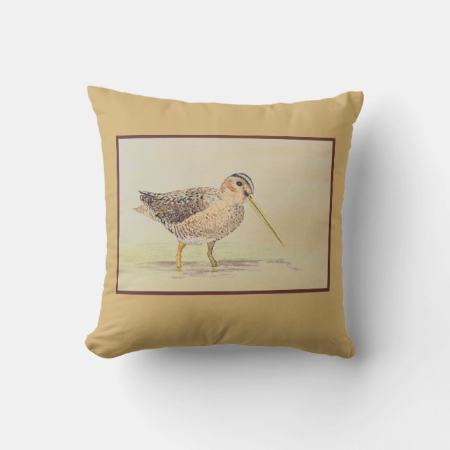 Coussin D'extérieur Oiseau de rivage Snipe commun (Recto)