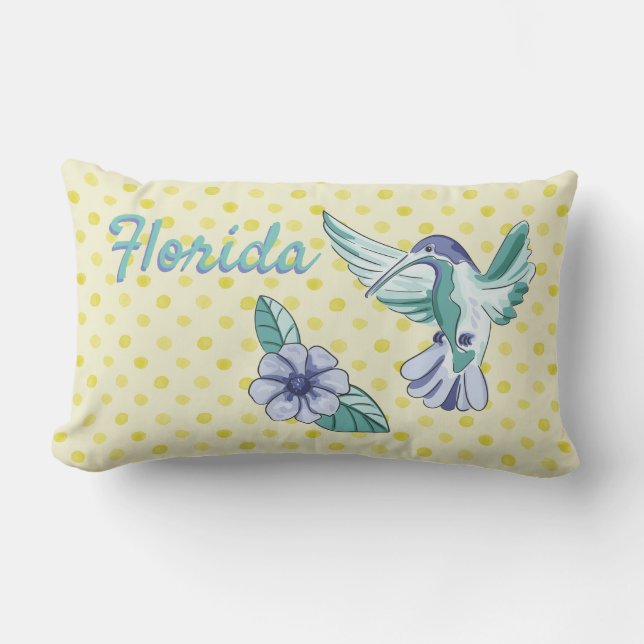 Coussin D'extérieur Oiseau Et Fleur Jaune Pois Floride (Recto)