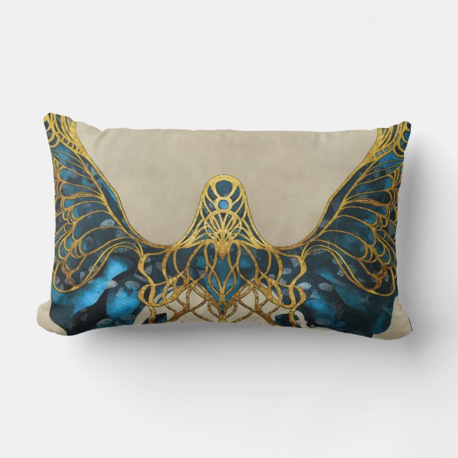 Coussin D'extérieur Oiseau volant Abstrait, vagues et lignes, peinture (Recto)