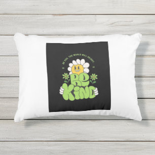 Coussin D'extérieur Oreiller jeté floral groovy rétro "Soyez gentil"  