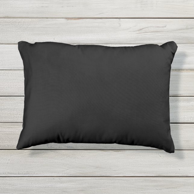 Coussin D'extérieur oreiller uni de couleur noire solide (Dos)