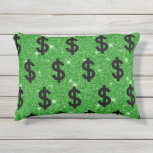 Coussin D'extérieur Panneau Dollar Noir Argent Entrepreneur Wall Stree