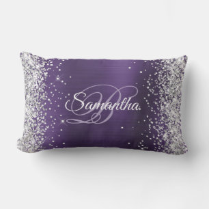 Coussin D'extérieur Parties scintillant d'argent Violet foncé huile fa