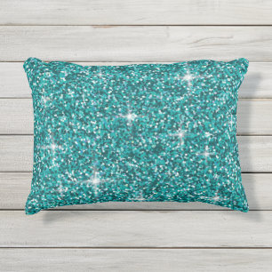 Coussin D'extérieur parties scintillant turquoise irisée