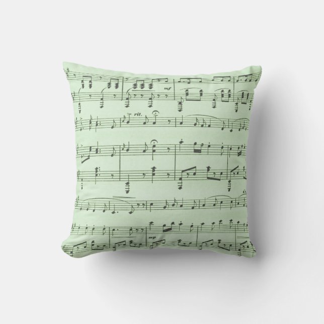 Coussin D'extérieur Partition de musique verte (Recto)