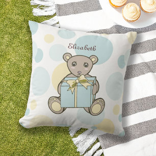 Coussin D'extérieur Pastel Blue and Yellow Teddy Bear Kids Outdoor