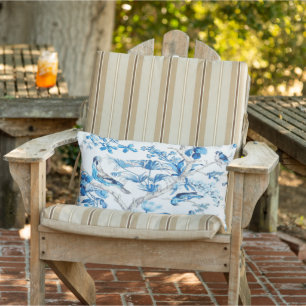 Coussin D'extérieur Patio de la Chinoiserie Bleue et Blanche