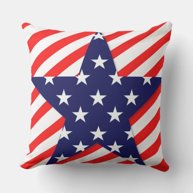 Coussin D'extérieur Patriotique, 4 juillet, Star Design (Recto)