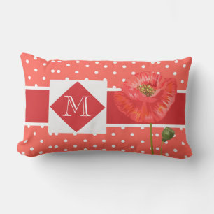 Coussin D'extérieur Pavot Rouge Polka Point Monogramme Jardin Pil Exté