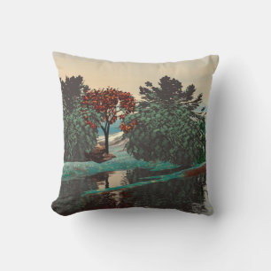 Coussin D'extérieur PAYSAGE ALIEN, ARBRES, HYPERION LAGON Sci Fi