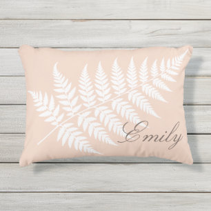 Coussin D'extérieur Pêche Douce Fern Blanc Élégant Pour Elle ou Lui