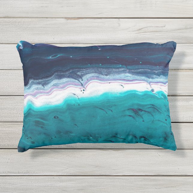 Coussin D'extérieur Peinture Abstraite Bleue (Devant)