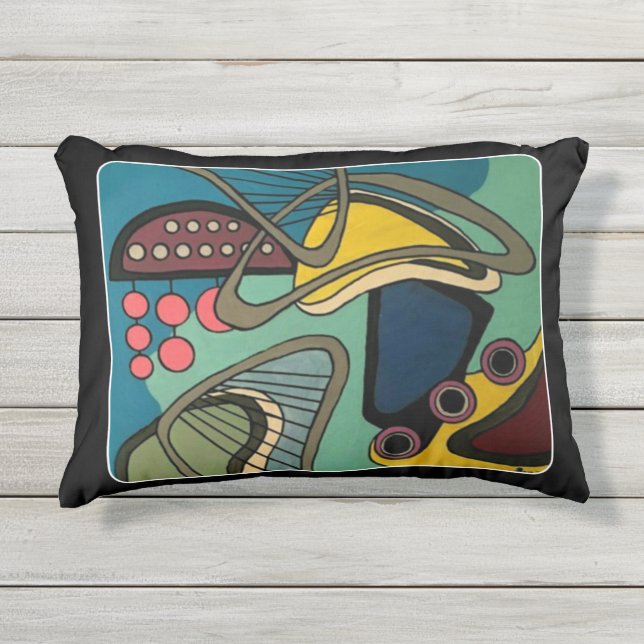 Coussin D'extérieur Peinture aquatique abstraite moderne de la "moitié (Devant)