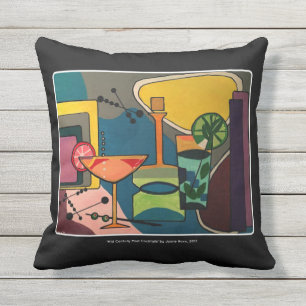 Coussin D'extérieur Peinture "de cocktails de mod de la moitié du