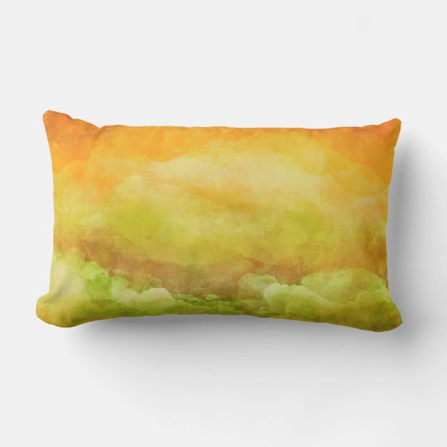 Coussin D'extérieur Peinture moderne, paysage abstrait, jaune, vert (Recto)