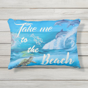 Coussin D'extérieur Peinture sur la plage et la vie marine