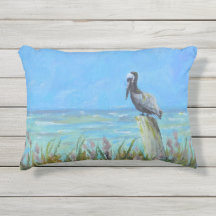 Pélican Brown sur un Piling Coastal Art