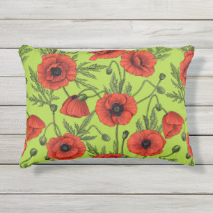 Coussin D'extérieur Pépites, rouge et vert sur le vert citron
