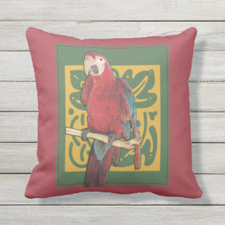 Coussin D'extérieur Perroquet rouge de Nouveau d'art