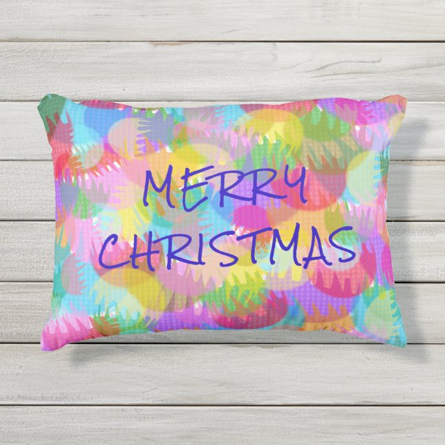 COUSSIN D'EXTÉRIEUR PERSONNALISÉ JOYEUX DE COULEUR ÉPARGNÉE NOËL (Devant)