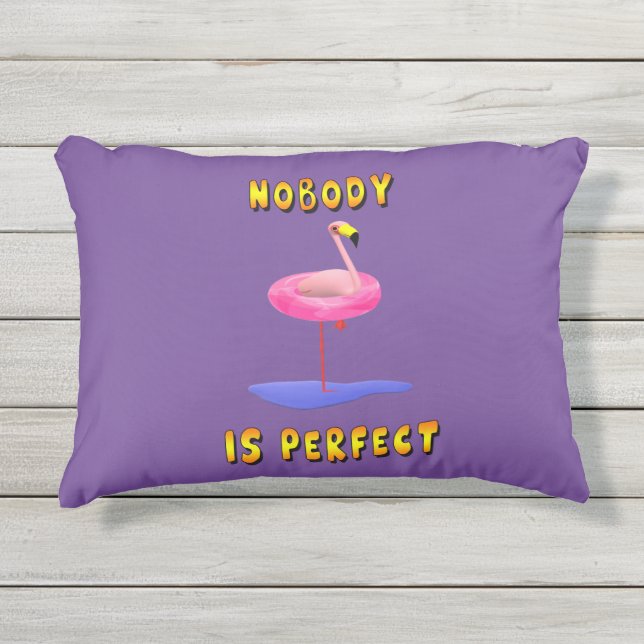 Coussin D'extérieur Personne n'est parfait - flamant avec anneau de na (Devant)