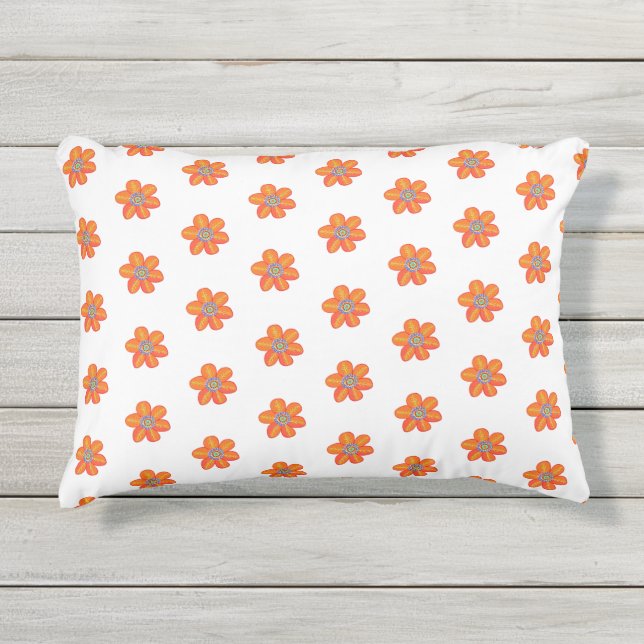 Coussin D'extérieur Petit Motif aux fleurs orange (Devant)