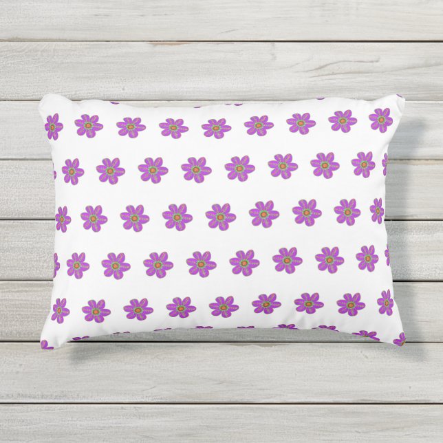 Coussin D'extérieur Petit : Motif de fleurs violettes (Devant)