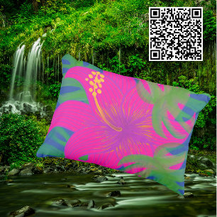 Coussin D'extérieur Philodendron d'Hibiscus Tropical Intérieur