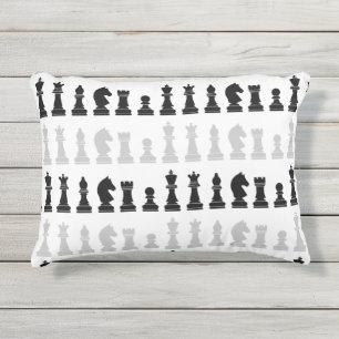Coussin D'extérieur Pièce d'échecs géométrique moderne noir blanc Moti