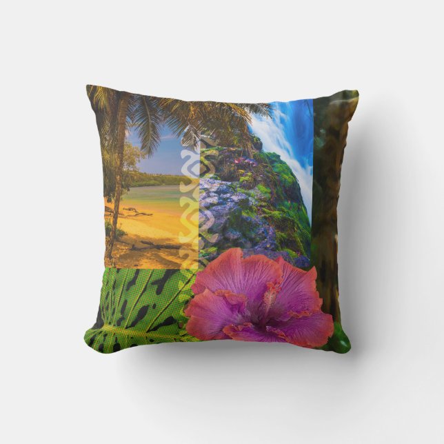 Coussin D'extérieur Plage d'Anini, réversible hawaïen de collage de (Recto)