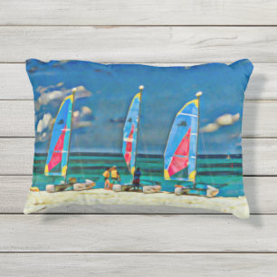 Coussin D'extérieur Plage de voiliers colorés Vacances tropicales