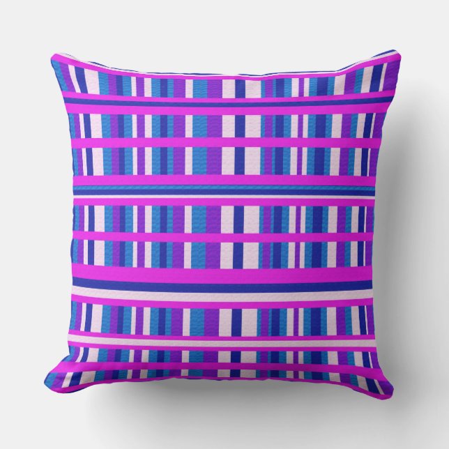Coussin D'extérieur Plaid bleu rose violet (Recto)