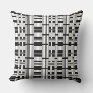 Coussin D'extérieur Plaid en noir blanc et gris