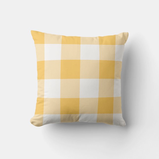 Coussin D'extérieur Plaid Rustique Gold et White Buffalo Check (Recto)