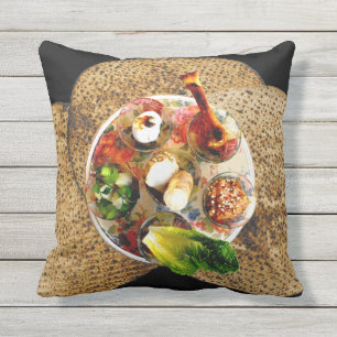 Coussin D'extérieur Plat de Seder et 3 pains azymes - voir les les