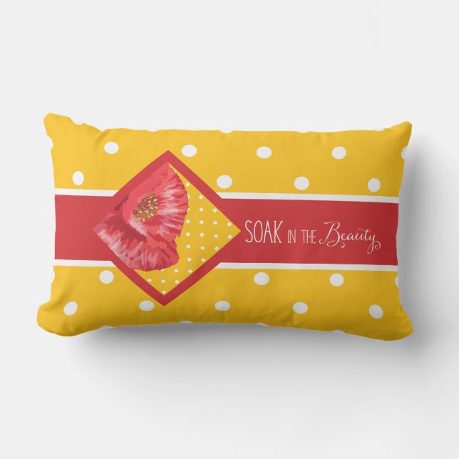 Coussin D'extérieur Plongez dans la Beauté Jaune et les Pépites rouges (Recto)