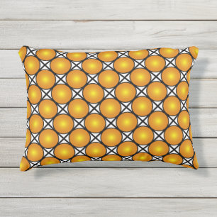 Coussin D'extérieur Points dorés lumineux Motif en treillis noir et bl