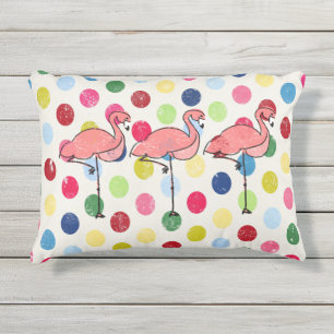 Coussin D'extérieur Pois coloré de Flamants roses géniaux mignons