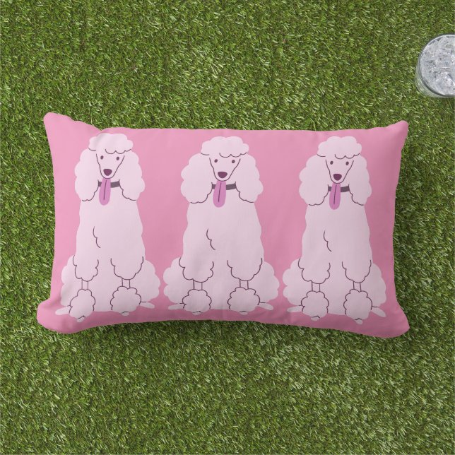 Coussin D'extérieur Poodles roses (Herbe)