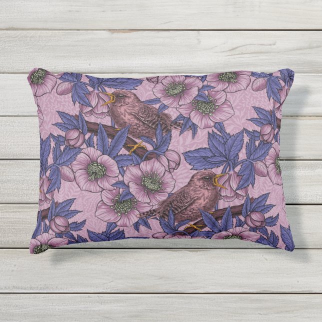 Coussin D'extérieur Porté et hélico, rose et violet (Devant)