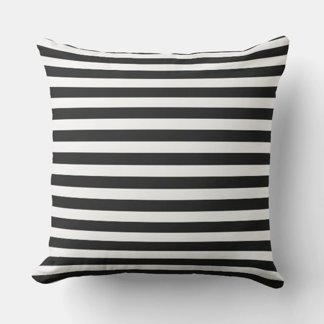 Coussin D'extérieur Rayé noir et blanc moderne (Recto)
