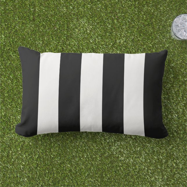 Coussin D'extérieur Rayure large cabana noir et blanc gras (Herbe)