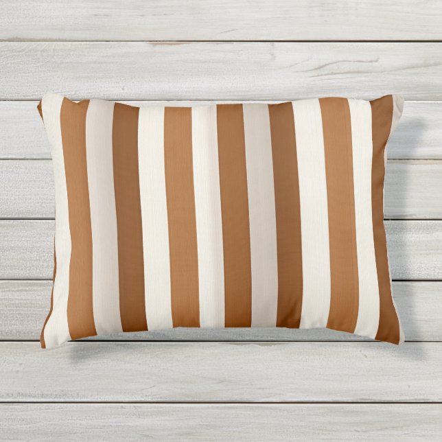 Coussin D'extérieur Rayure verticale terracotta et crème chaude (Devant)
