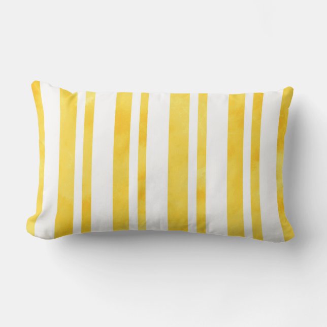 Coussin D'extérieur Rayures d'aquarelle jaune soleil (Recto)