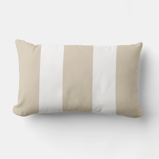 Coussin D'extérieur Rayures de cabana beige sable et blanc pour l'exté (Recto)