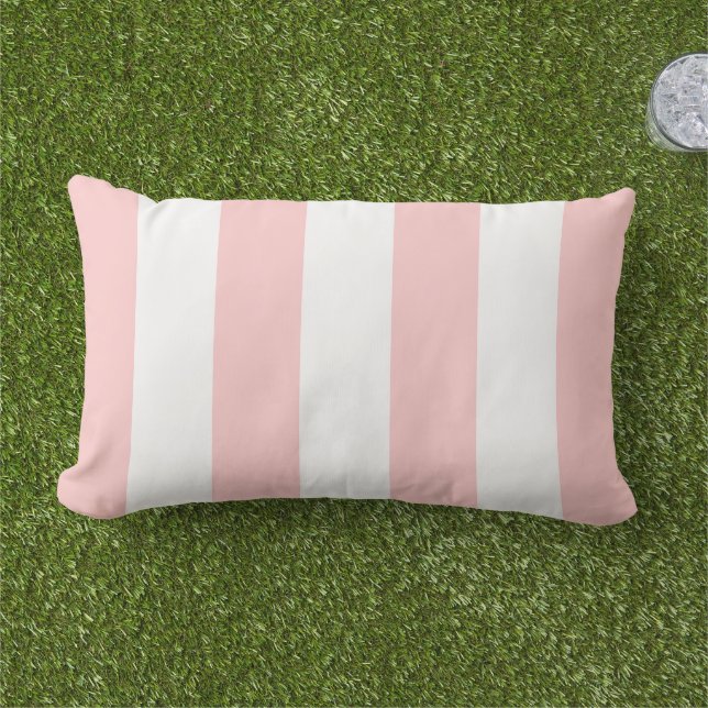 Coussin D'extérieur Rayures de cabane rose et blanc pétale (Herbe)