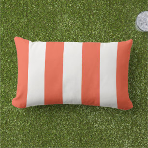 Coussin D'extérieur Rayures de cabane rouge et blanc tomate