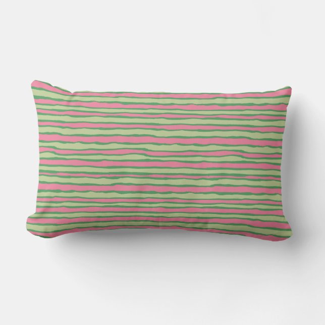 Coussin D'extérieur Rayures de pastèque rose verte Été Extérieur (Recto)