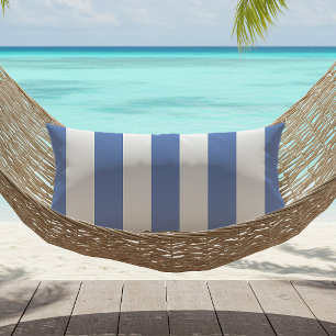 Coussin D'extérieur Rayures de store bleu barbeau et blanc